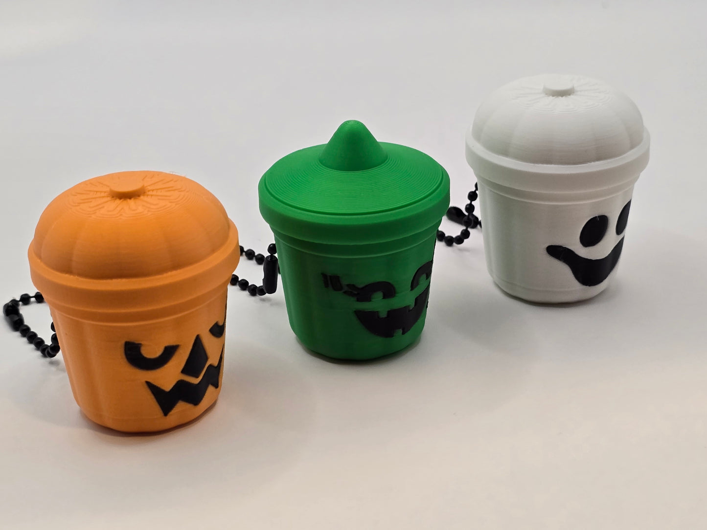 Halloween Boo Bucket Clickers – Pumpkin, Ghost & Frankenstein Keychains