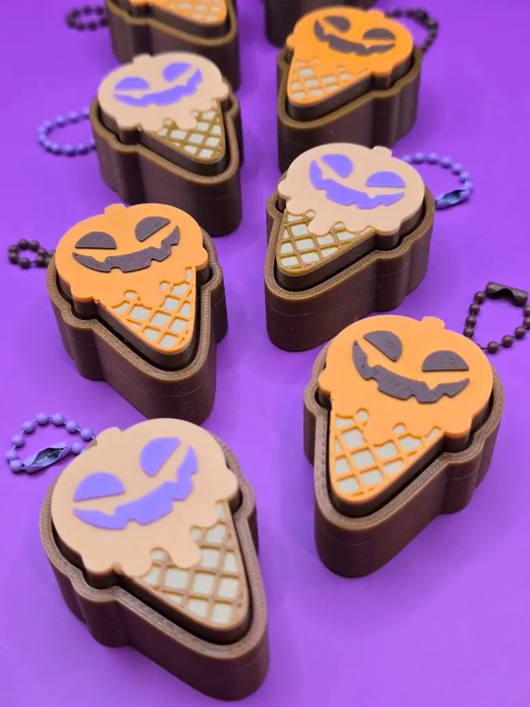 Summerween Ice Cream Pumpkin Clicker Fidget Toy - Orange & Brown