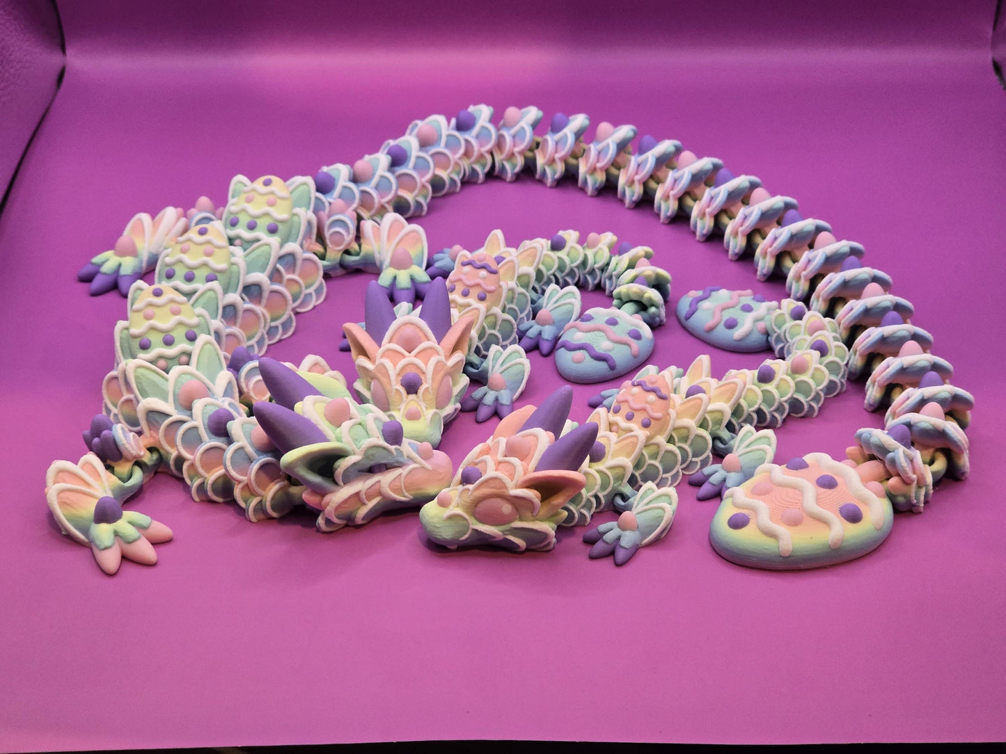Pastel Articulated Easter Dragon - Baby or Adult β 3D Printed Fidget Fantasy Friend