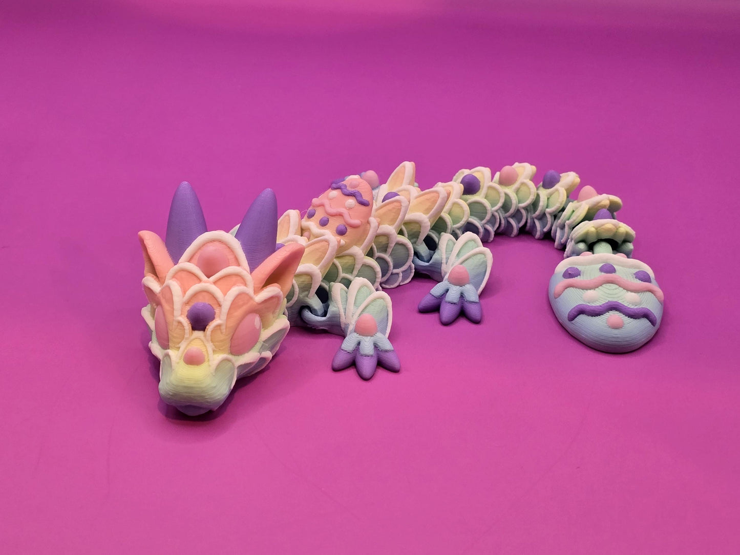 Pastel Articulated Easter Dragon - Baby or Adult β 3D Printed Fidget Fantasy Friend