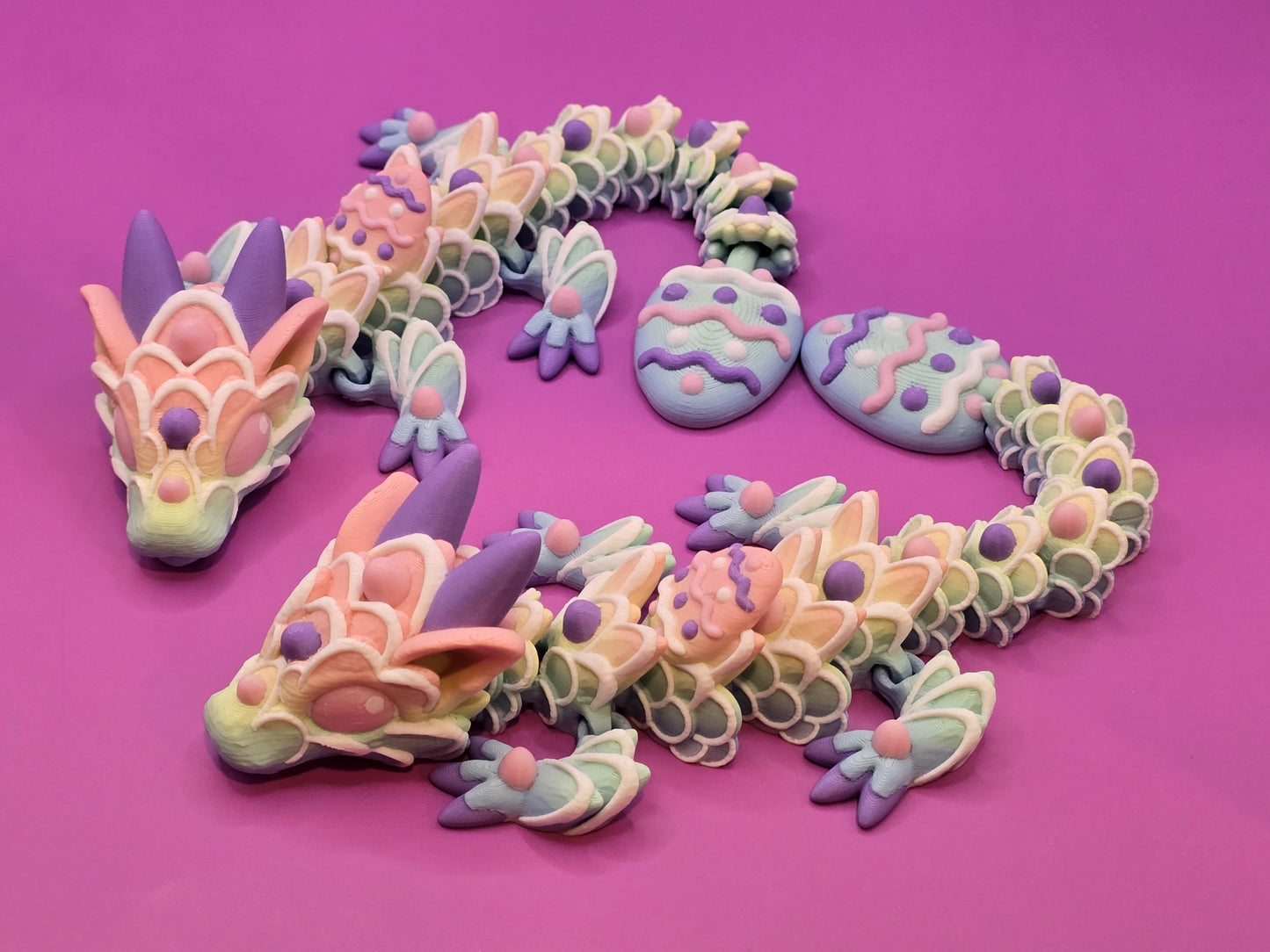 Pastel Articulated Easter Dragon - Baby or Adult β 3D Printed Fidget Fantasy Friend