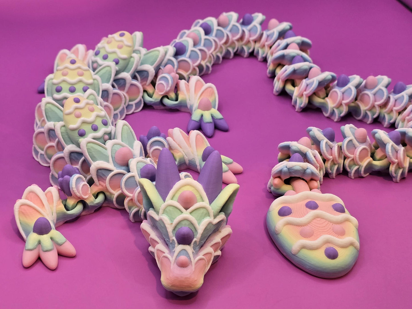 Pastel Articulated Easter Dragon - Baby or Adult β 3D Printed Fidget Fantasy Friend
