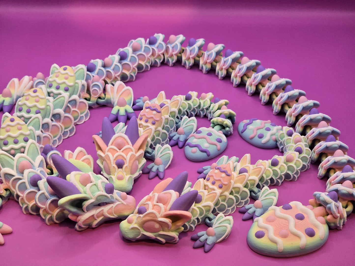 Pastel Articulated Easter Dragon - Baby or Adult β 3D Printed Fidget Fantasy Friend