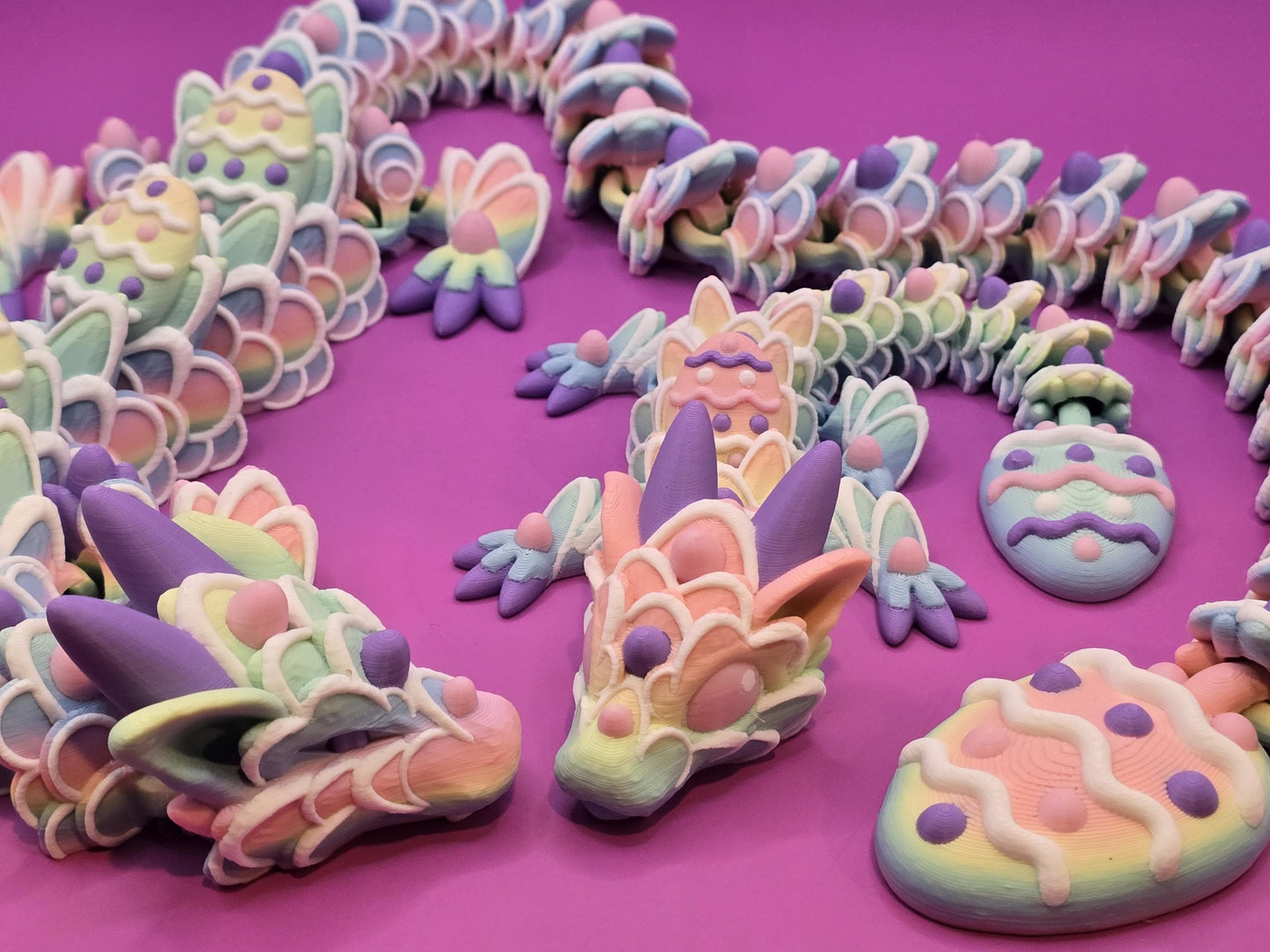 Pastel Articulated Easter Dragon - Baby or Adult β 3D Printed Fidget Fantasy Friend