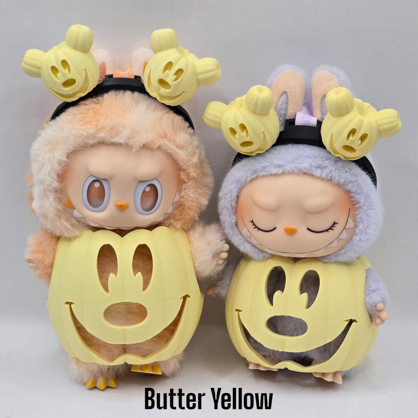 Labubu Pumpkin Costume & Headband Set β Short or Tall | Have a Seat, Exciting Macaron, Big Into Energy | Halloween Outfit for Labubu