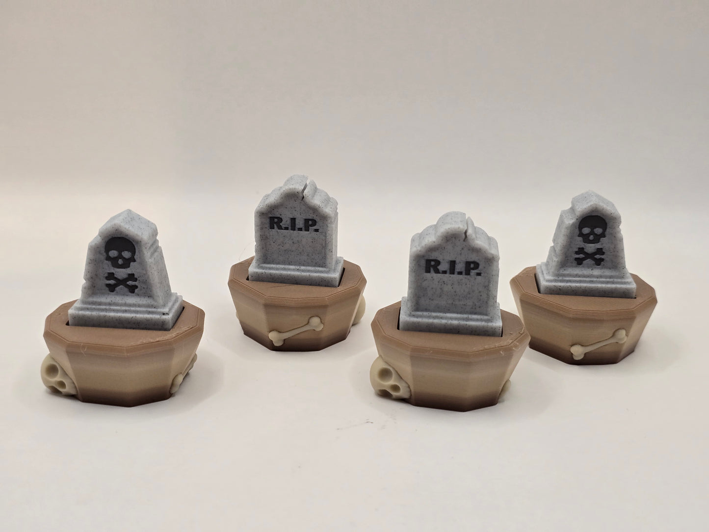 3D Printed Tombstone Clicker Fidget | Halloween Graveyard Fidget Keychain | Coffin Spinner | Skull & RIP Designs