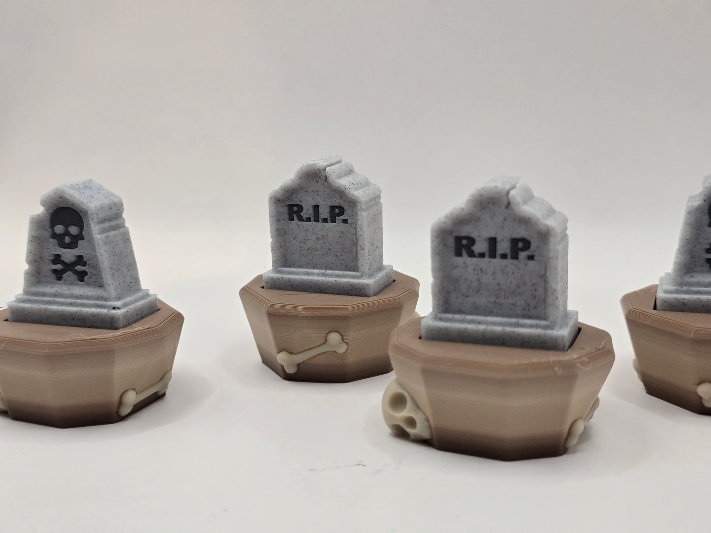 3D Printed Tombstone Clicker Fidget | Halloween Graveyard Fidget Keychain | Coffin Spinner | Skull & RIP Designs