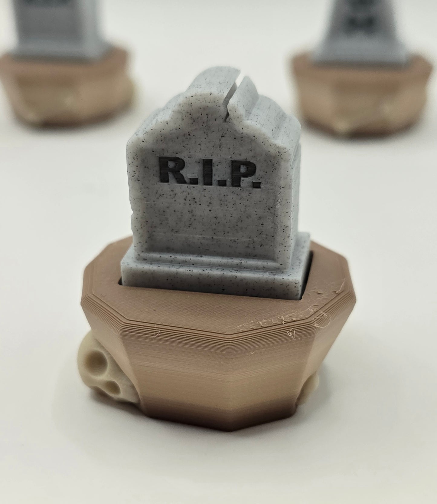 3D Printed Tombstone Clicker Fidget | Halloween Graveyard Fidget Keychain | Coffin Spinner | Skull & RIP Designs