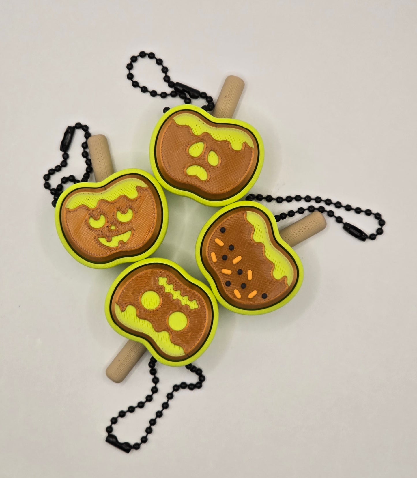 Caramel Apple Clicker Fidget Keychain – Halloween Fidget Toy – 3D Printed Spooky Apple Keychain by Cubed Dimensions Printing