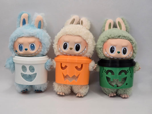 3D Printed Halloween Boo Bucket-Inspired Accessories for Labubu Figures (2 Sizes)