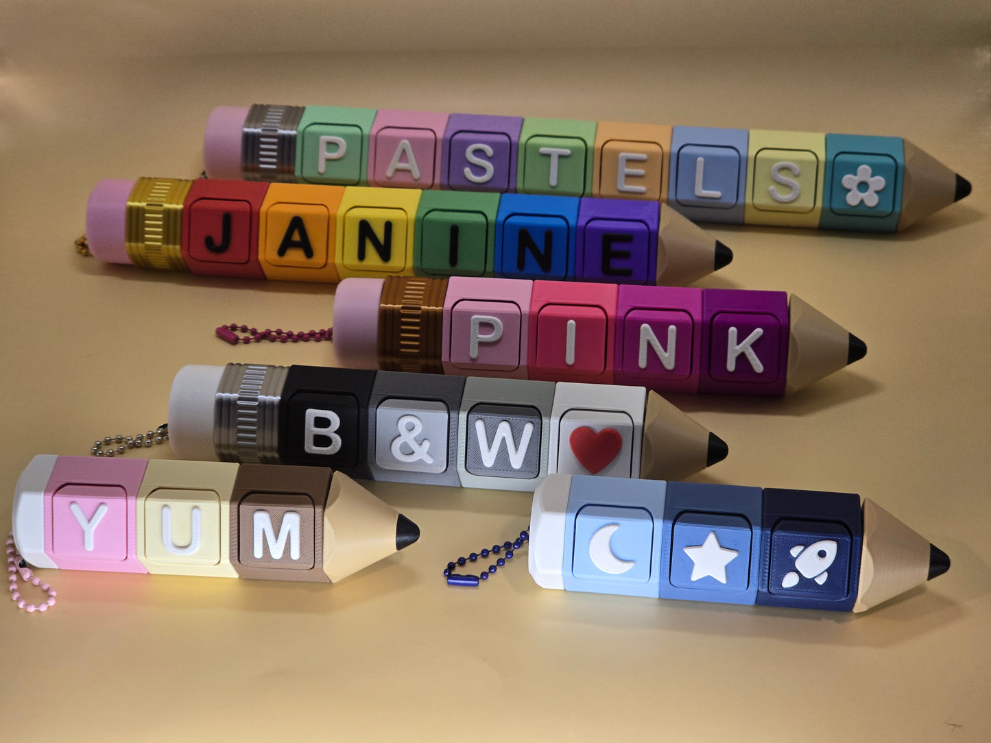 Customizable Pencil Fidget Clicker Keychain