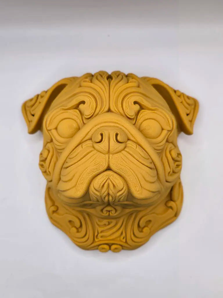 Pug 3D Printed Wall Art - Wood PLA Dog Sculpture Decor