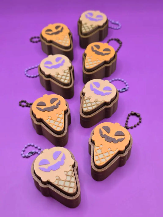 Summerween Ice Cream Pumpkin Clicker Fidget Toy - Orange & Brown
