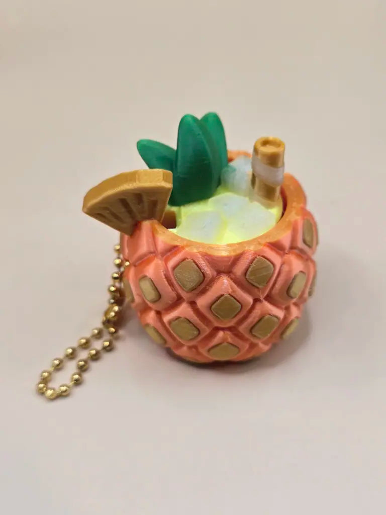 3D Printed Piña Colada Pineapple Fidget Clicker - With Gold Keychain