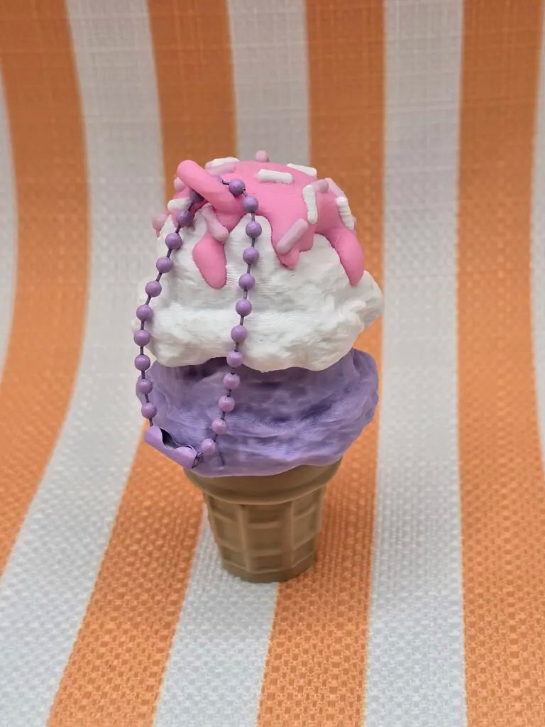 Ice Cream Cone Fidget Clicker Keychain by Mochi Makes - Chocolate Covered Cherry