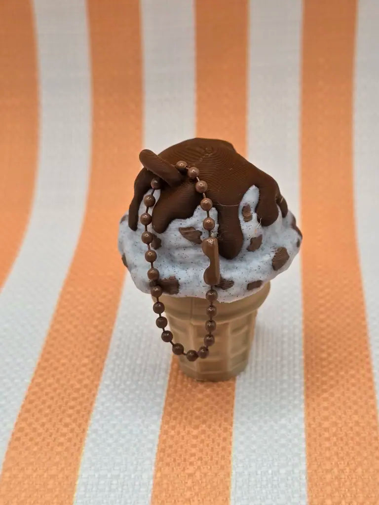Ice Cream Cone Fidget Clicker Keychain by Mochi Makes - Chocolate Covered Cherry