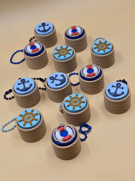 Nautical Fidget Clicker - 3D Printed Push Button Keychain Fidget