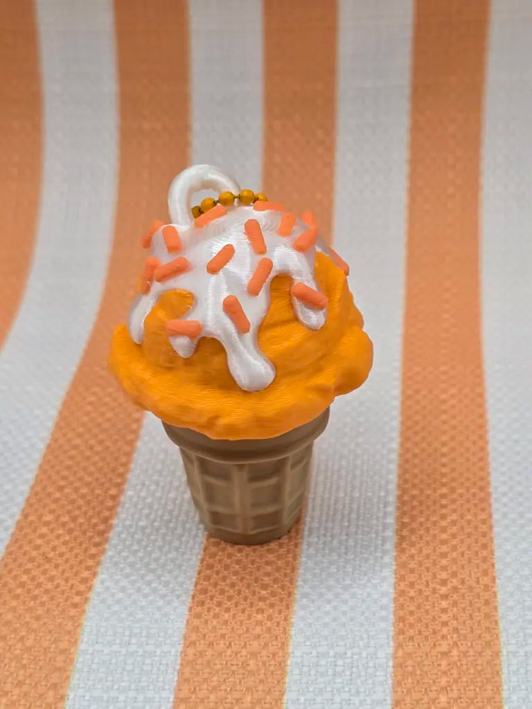 Ice Cream Cone Fidget Clicker Keychain by Mochi Makes - Chocolate Covered Cherry