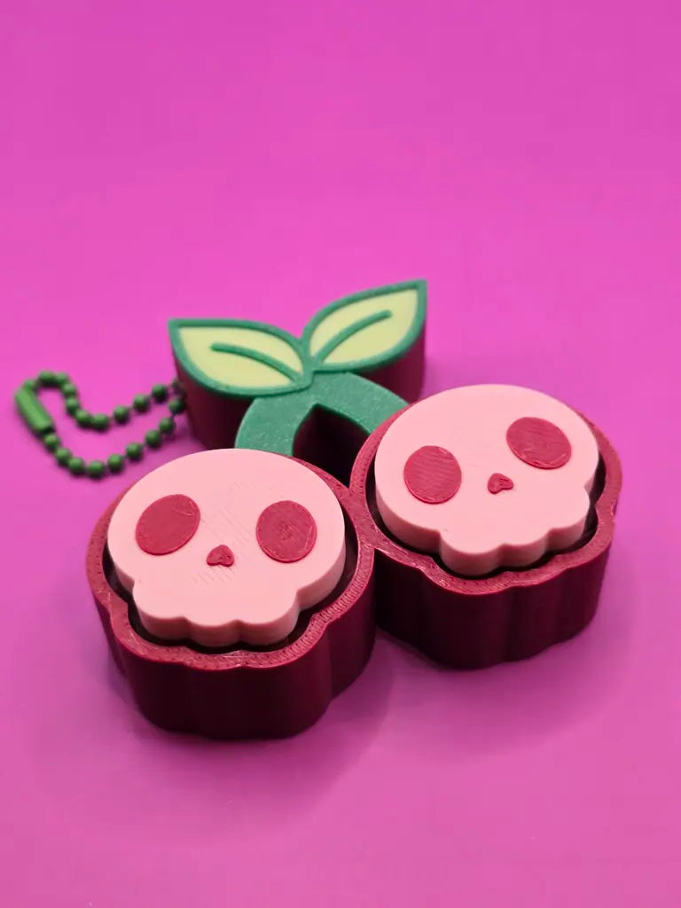 Cherry Scaries Double Fidget Clicker - Summerween Skull Cherry Keychain