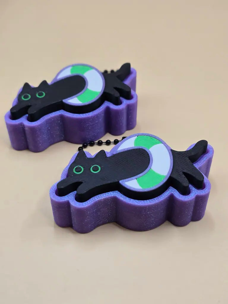 Summerween Pool Kitty Fidget Clicker Keychain