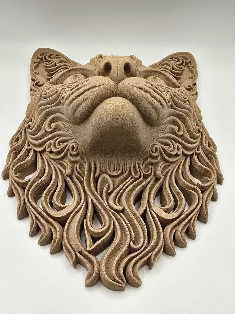 Calado Cat 3D Printed Wood PLA Wall Art Sculpture