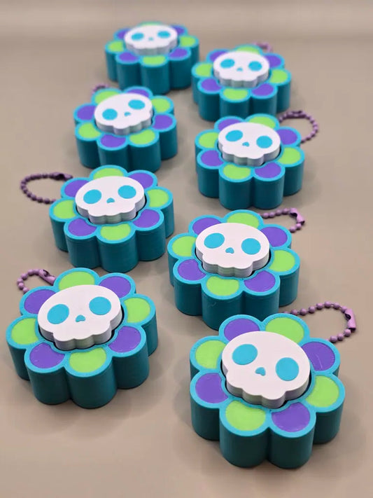Skelly Bloom Summerween Fidget Clicker Keychain