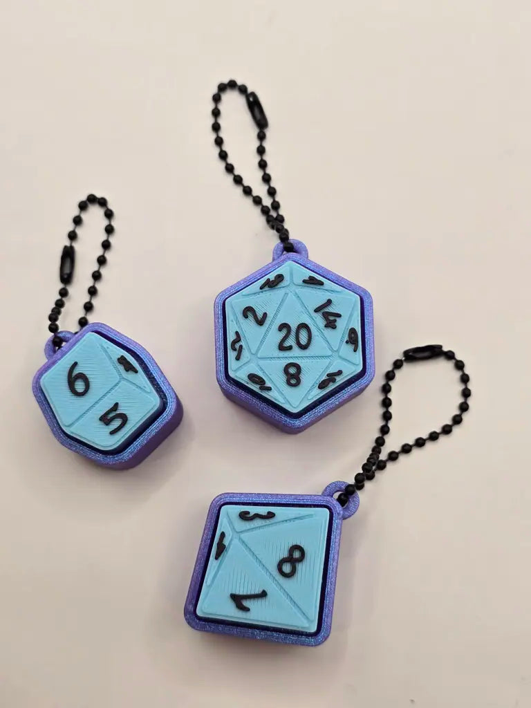 3D Printed D&D Dice Keychain - Tabletop Gaming Accessory