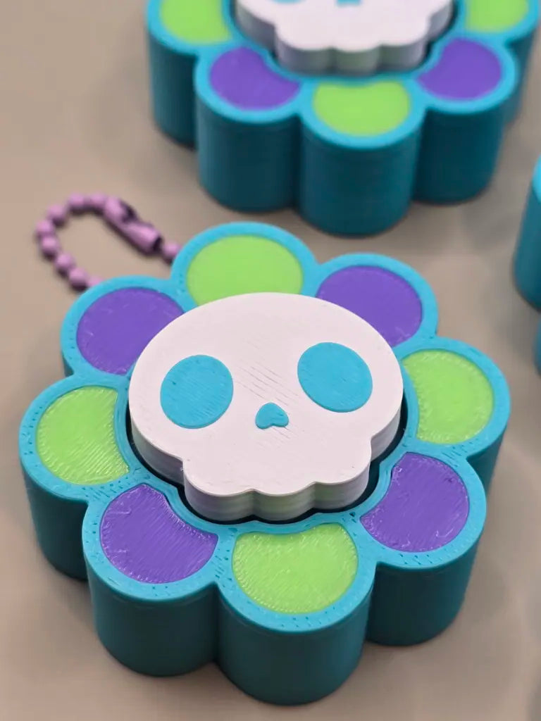 Skelly Bloom Summerween Fidget Clicker Keychain