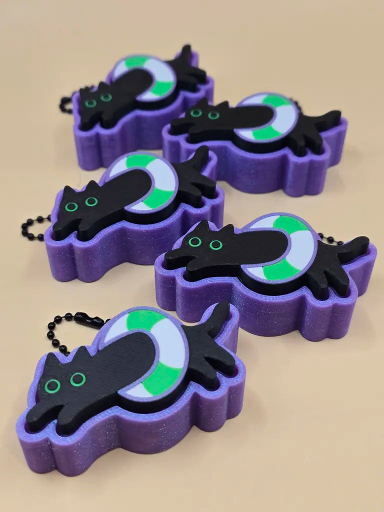 Summerween Pool Kitty Fidget Clicker Keychain
