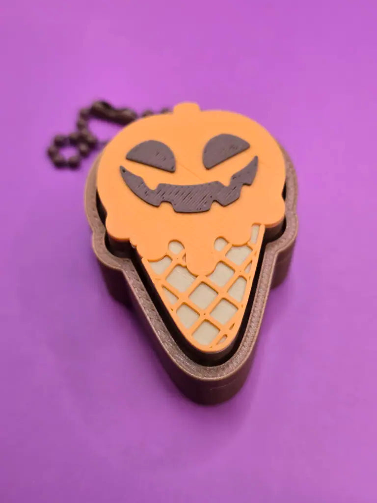 Summerween Ice Cream Pumpkin Clicker Fidget Toy - Orange & Brown