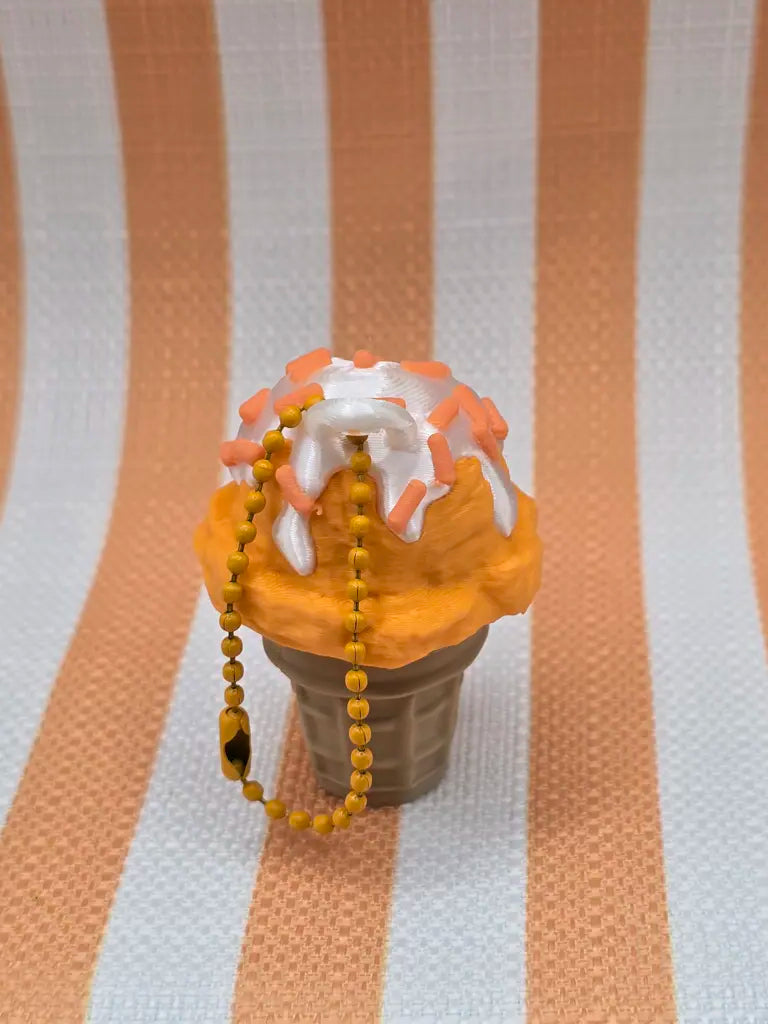 Ice Cream Cone Fidget Clicker Keychain by Mochi Makes - Chocolate Covered Cherry