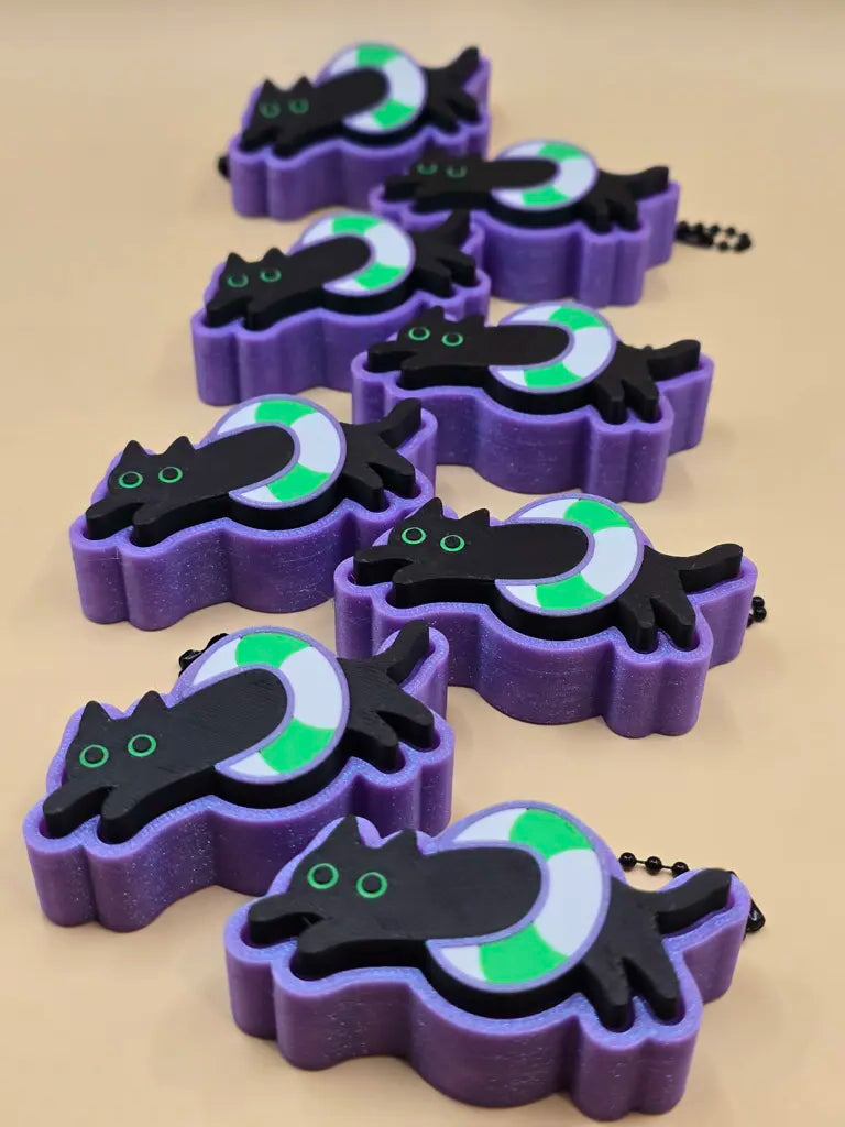 Summerween Pool Kitty Fidget Clicker Keychain
