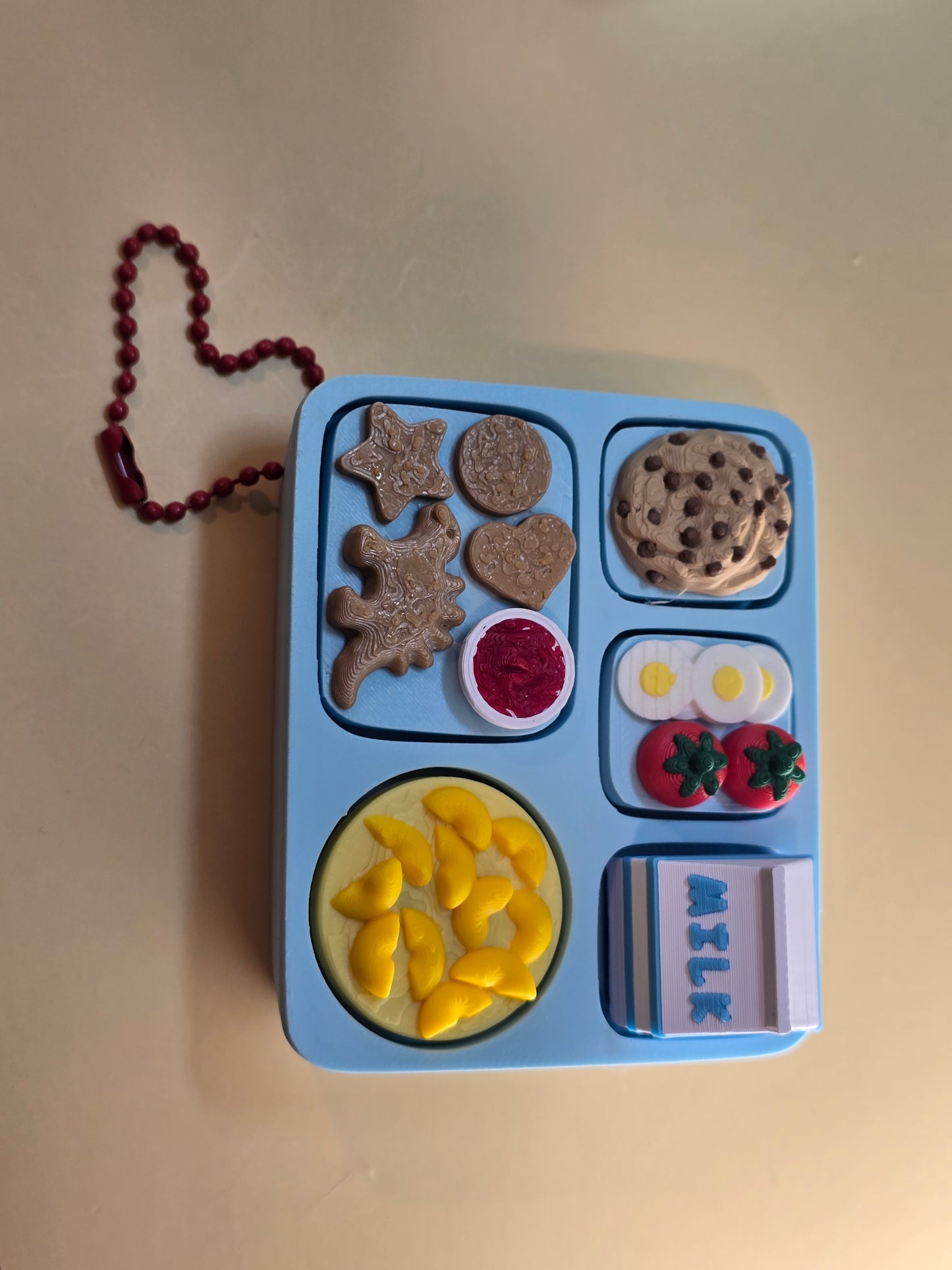 3D Printed School Lunch Tray Fidget Clicker Keychain