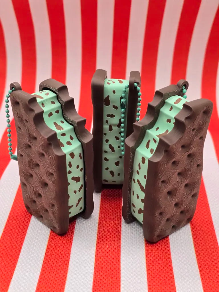 Bitten Ice Cream Sandwich Fidget Clicker Toy - Mint Chocolate Chip