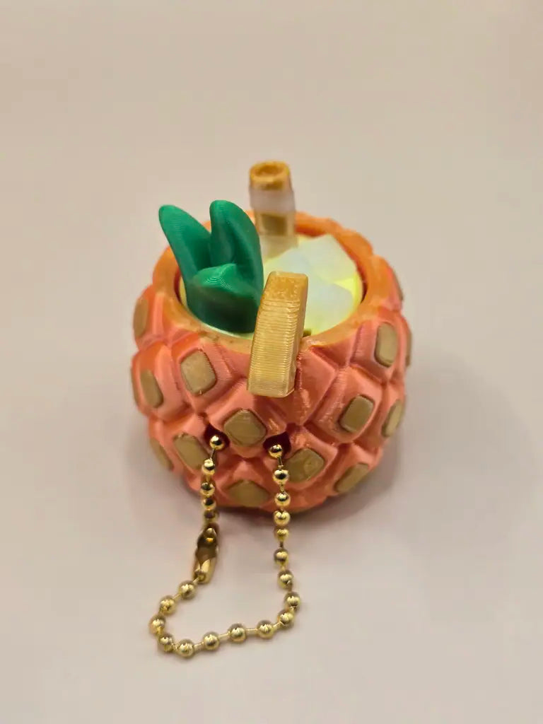 3D Printed Piña Colada Pineapple Fidget Clicker - With Gold Keychain
