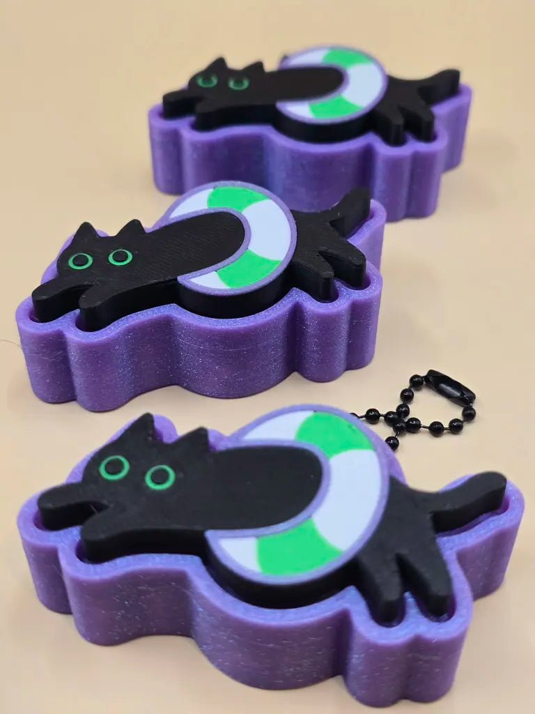 Summerween Pool Kitty Fidget Clicker Keychain