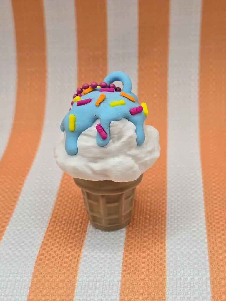 Ice Cream Cone Fidget Clicker Keychain by Mochi Makes - Chocolate Covered Cherry