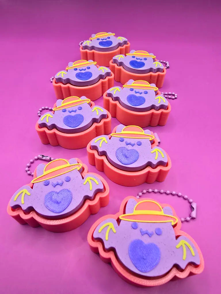Batty in A Hatty Fidget Clicker - Summerween Edition 3D Printed Keychain