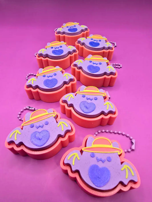 Batty in A Hatty Fidget Clicker - Summerween Edition 3D Printed Keychain
