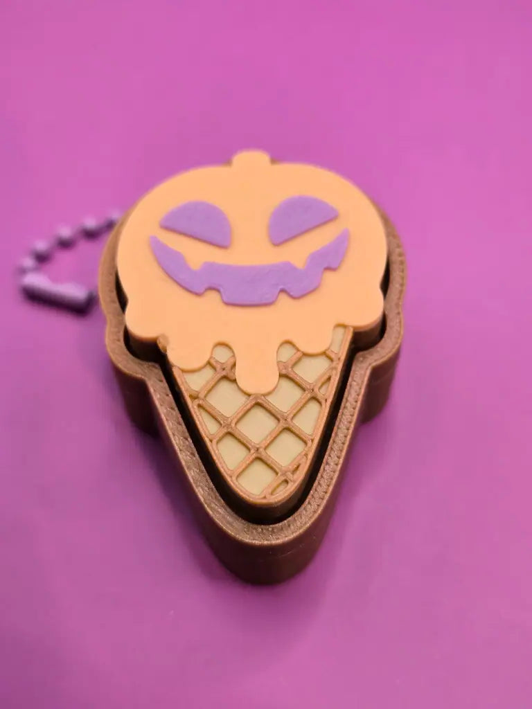 Summerween Ice Cream Pumpkin Clicker Fidget Toy - Orange & Brown