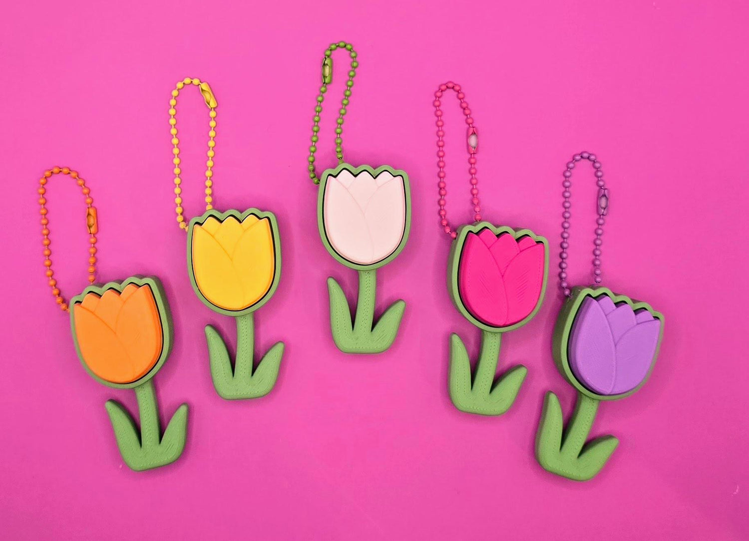 Colorful 3D-Printed Tulip Clickers - Fun & Functional Keychain
