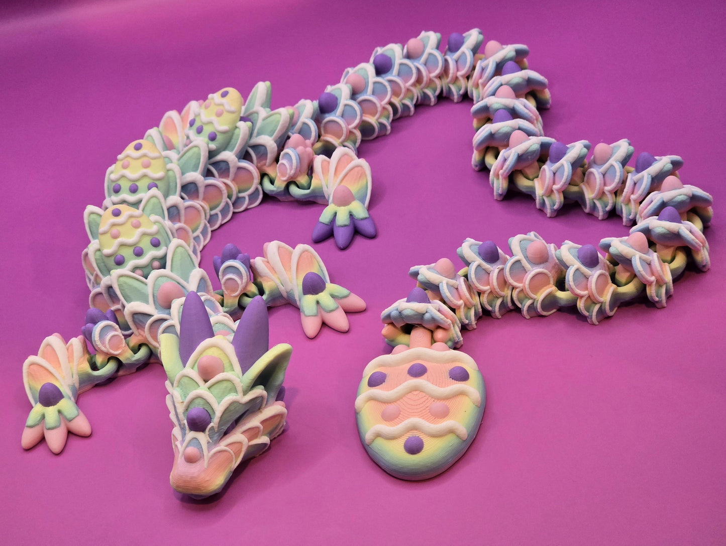 Pastel Articulated Easter Dragon - Baby or Adult – 3D Printed Fidget Fantasy Friend