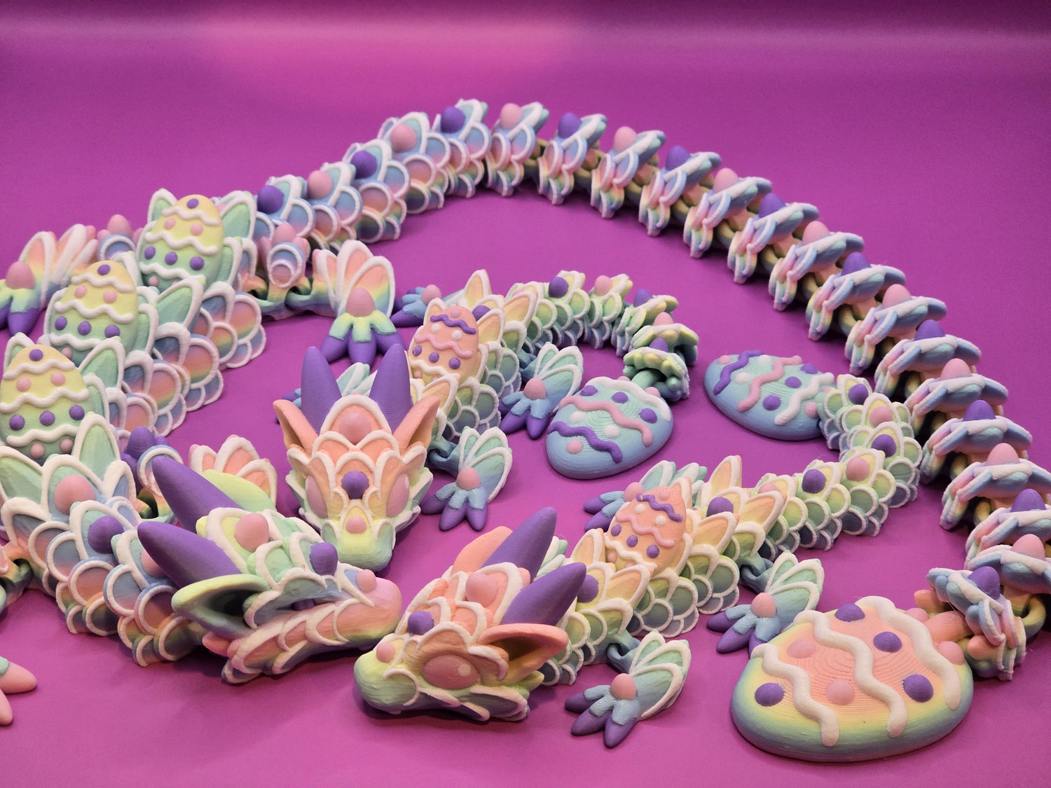 Pastel Articulated Easter Dragon - Baby or Adult – 3D Printed Fidget Fantasy Friend