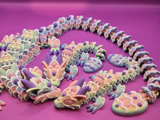 Pastel Articulated Easter Dragon - Baby or Adult – 3D Printed Fidget Fantasy Friend