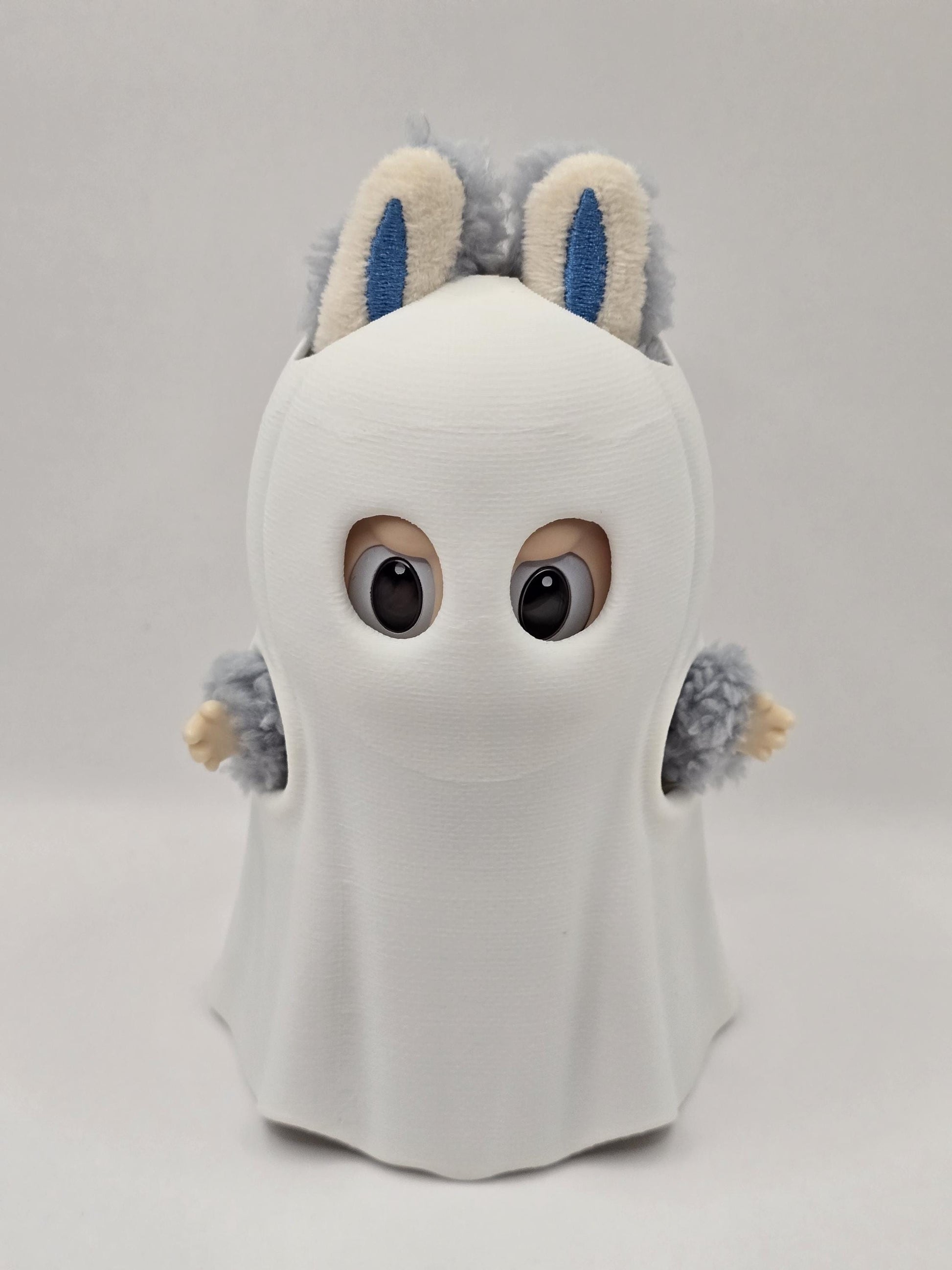 3D Printed Ghost Costume for Labubu Dolls – Plain or Knitted Texture – Halloween Accessory