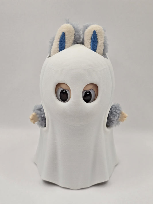 3D Printed Ghost Costume for Labubu Dolls – Plain or Knitted Texture – Halloween Accessory