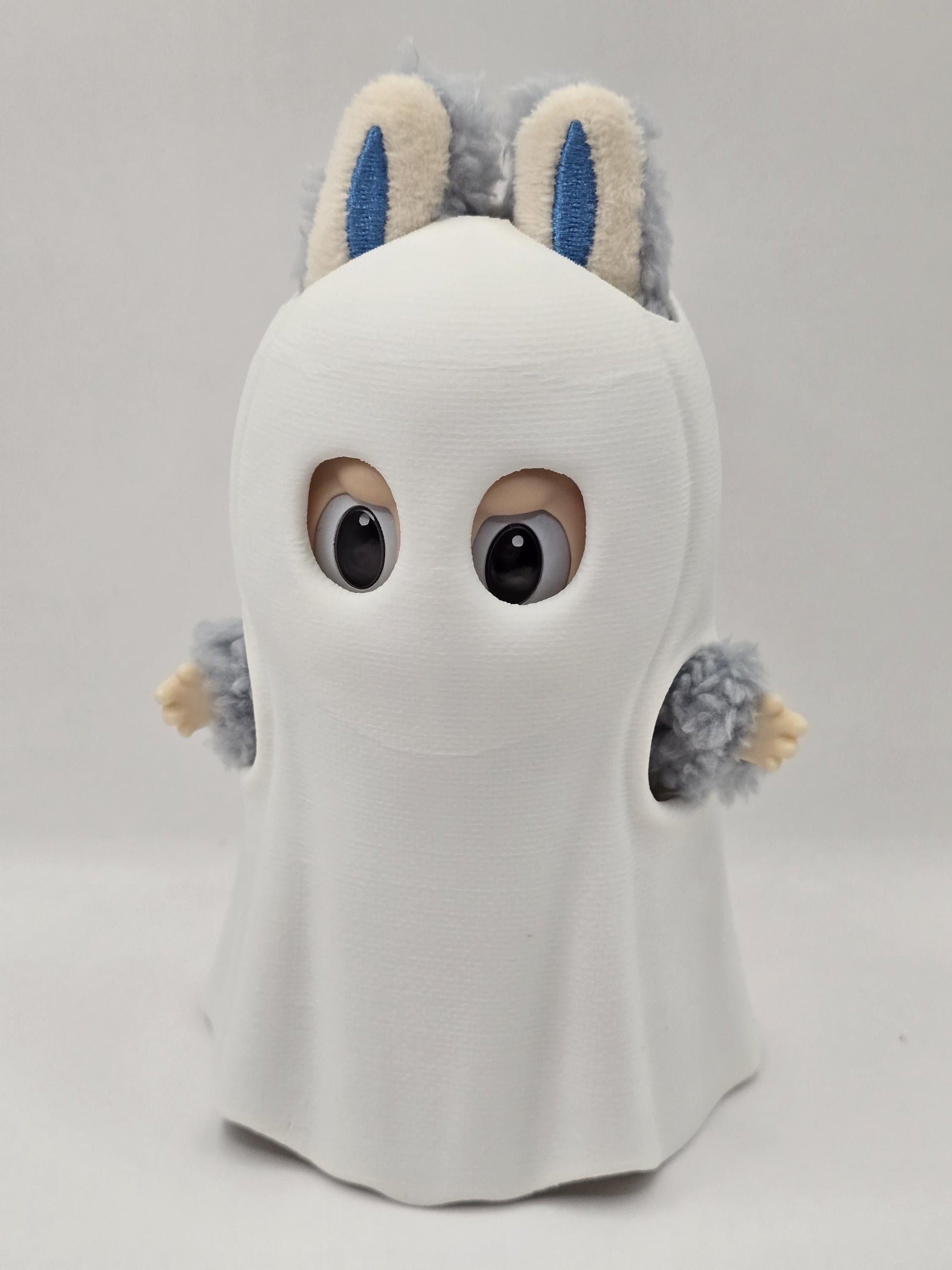 3D Printed Ghost Costume for Labubu Dolls – Plain or Knitted Texture – Halloween Accessory