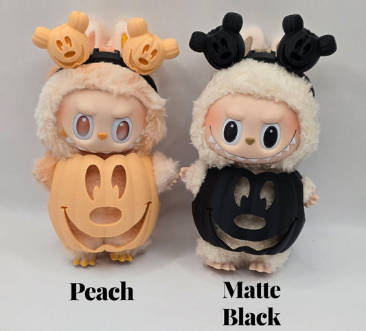 Labubu Pumpkin Costume & Headband Set – Short or Tall | Have a Seat, Exciting Macaron, Big Into Energy | Halloween Outfit for Labubu