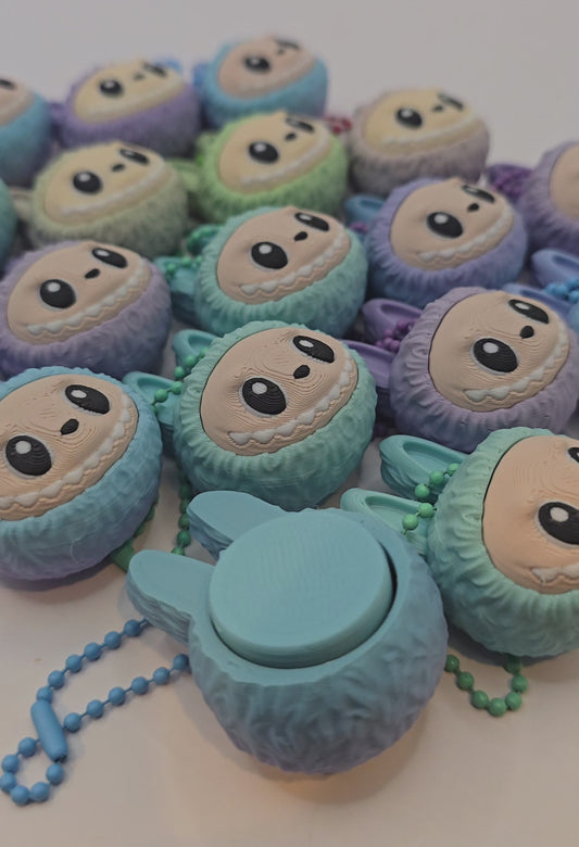 Gradient Monster Clicker – Labubu Inspired Fidget Keychain | Pastel Stress Relief Fidget | 3D Printed Pocket Clicker by Cubed Dimensions Printing